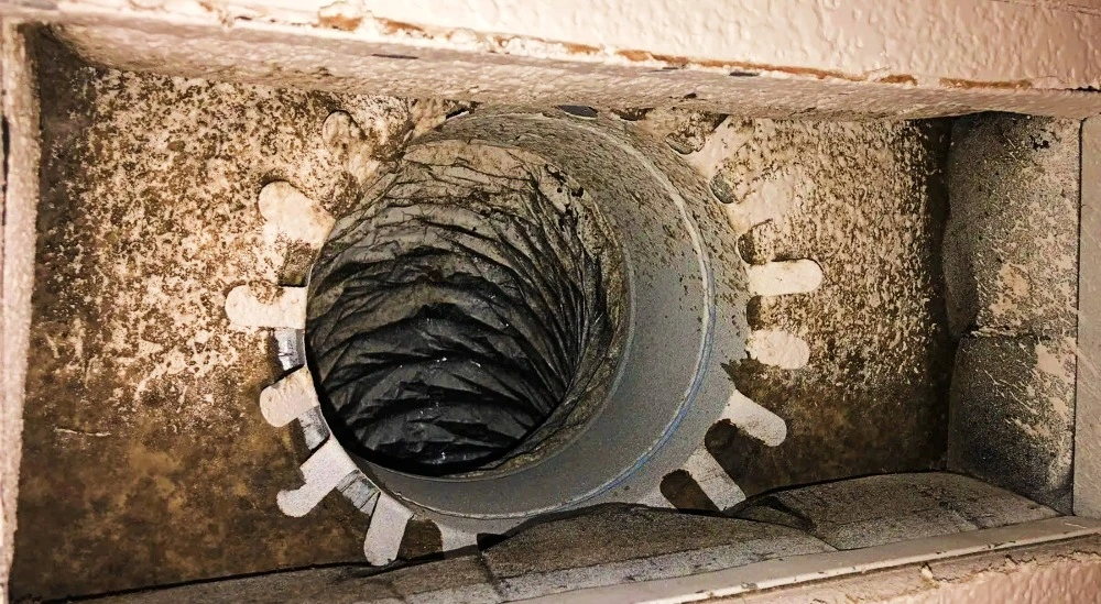 Dust buildup inside residential air duct system